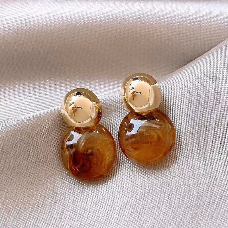 Maillard Blooming Round Piece Ear Studs Women