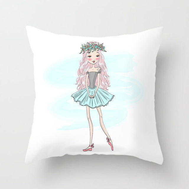 Cartoon Pretty Girl Pillow Cushion Cover Sand Pad Home