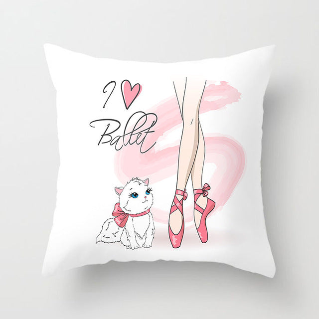 Cartoon Pretty Girl Pillow Cushion Cover Sand Pad Home