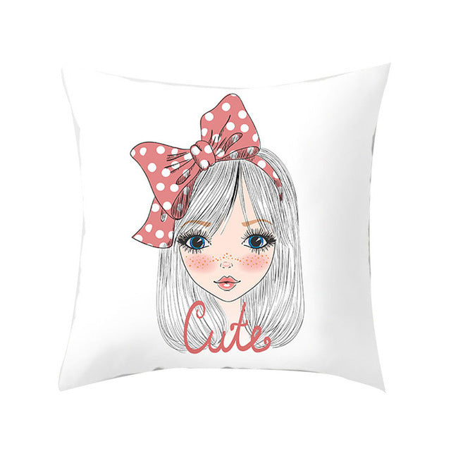 Cartoon Pretty Girl Pillow Cushion Cover Sand Pad Home