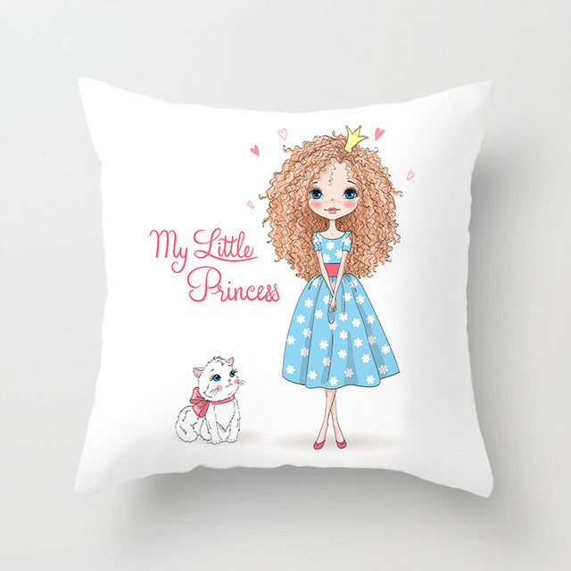 Cartoon Pretty Girl Pillow Cushion Cover Sand Pad Home