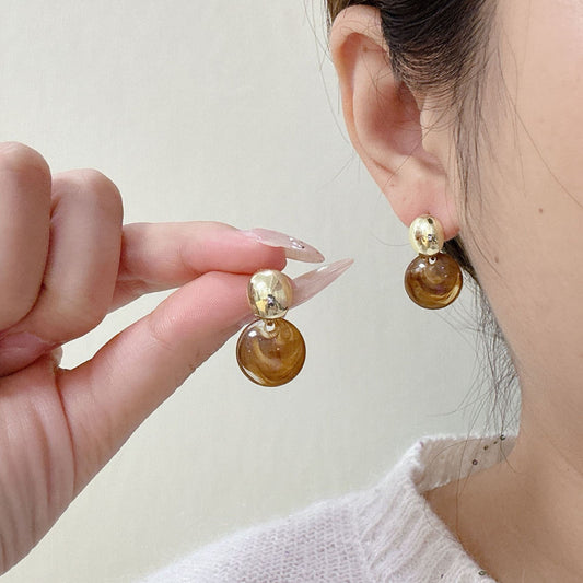 Maillard Blooming Round Piece Ear Studs Women