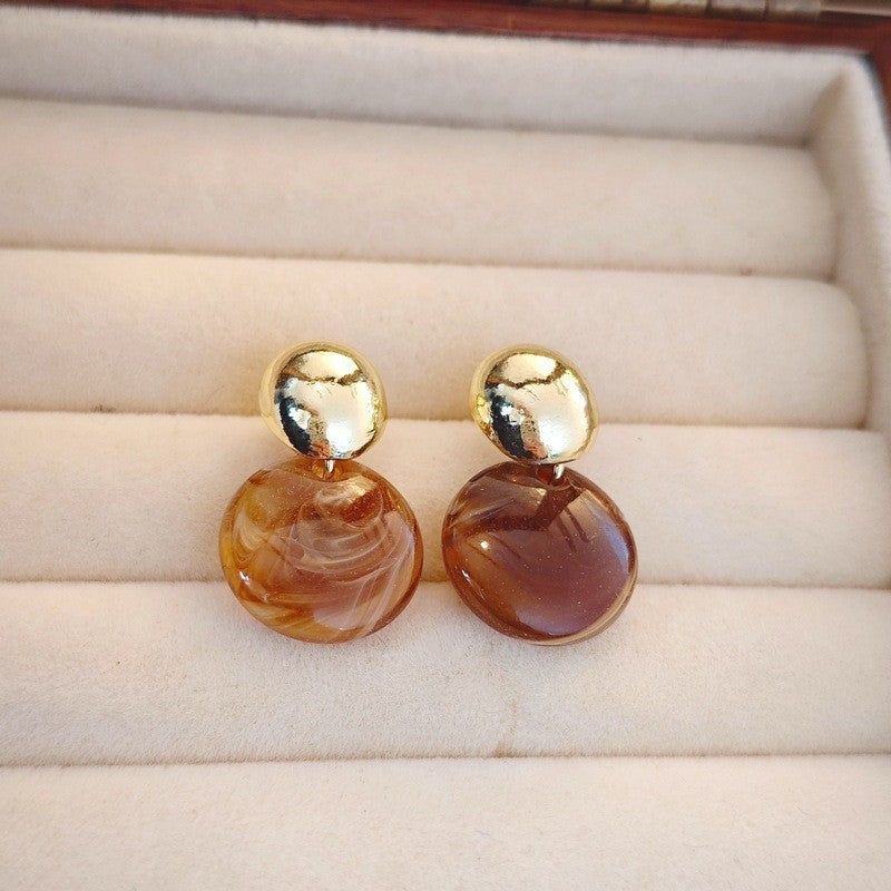 Maillard Blooming Round Piece Ear Studs Women